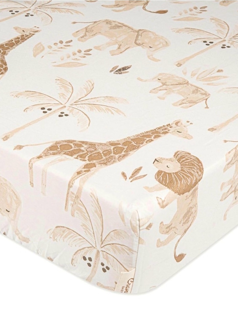 Crane Baby Safari Nursery Decor Crib Sheet, 100% Cotton Fitted Crib Sheet